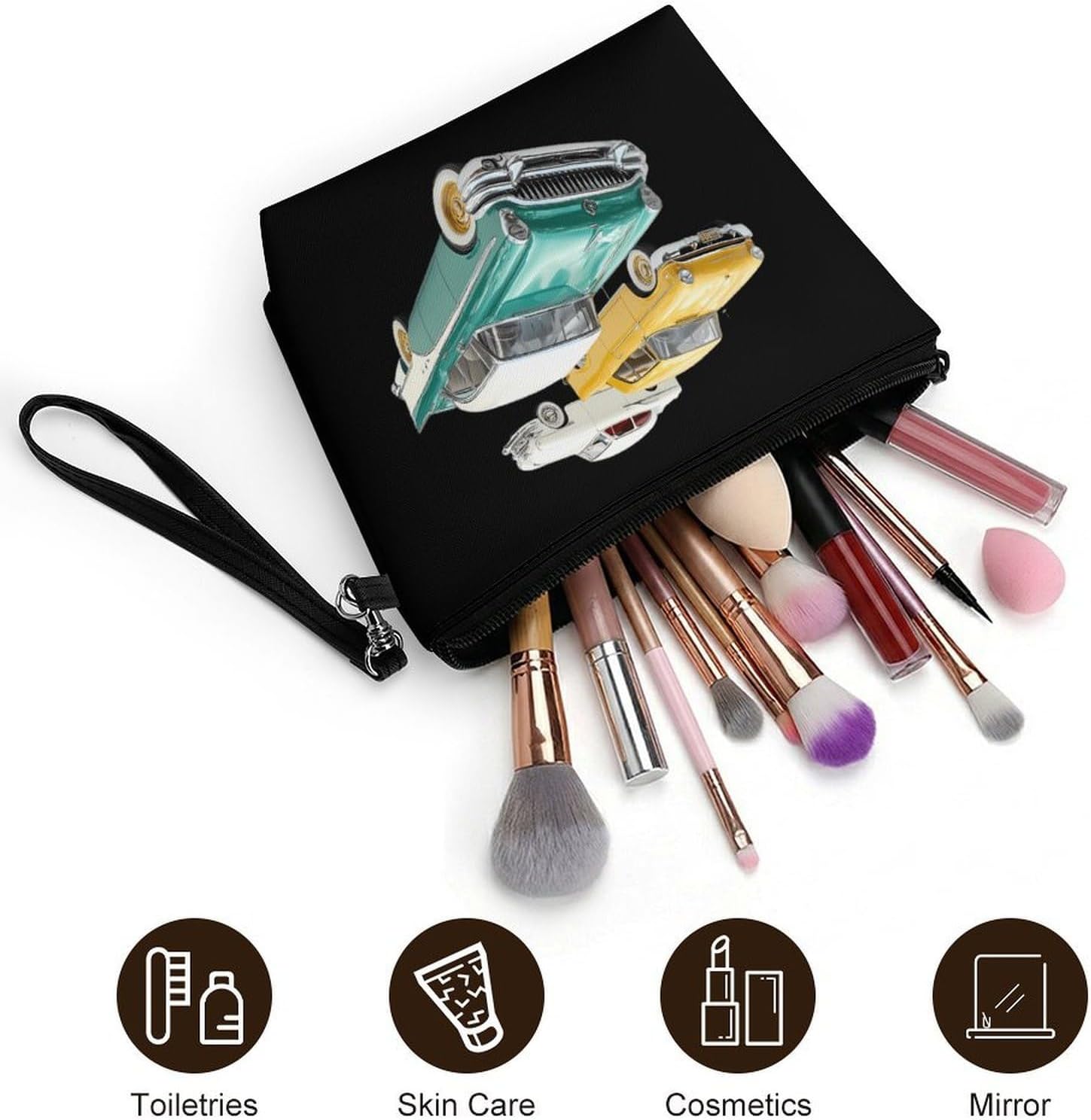 Vintage Muscle Car Women's Makeup Bag for Purse image 5