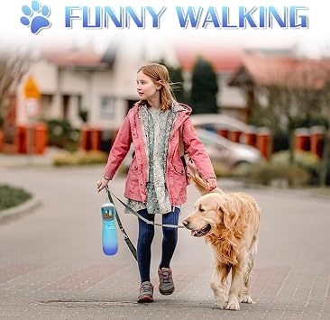 2'si 1 arada Taşınabilir Köpek Su Şişesi, Gıda Sınıfı Köpek Seyahat Su Şişesi, Gıda Kabı ile Köpekler için, 19 oz Sızdırmaz Taşınabilir Köpek Su Kasesi Dispenseri, Köpek Doğum Günü Hediyeleri