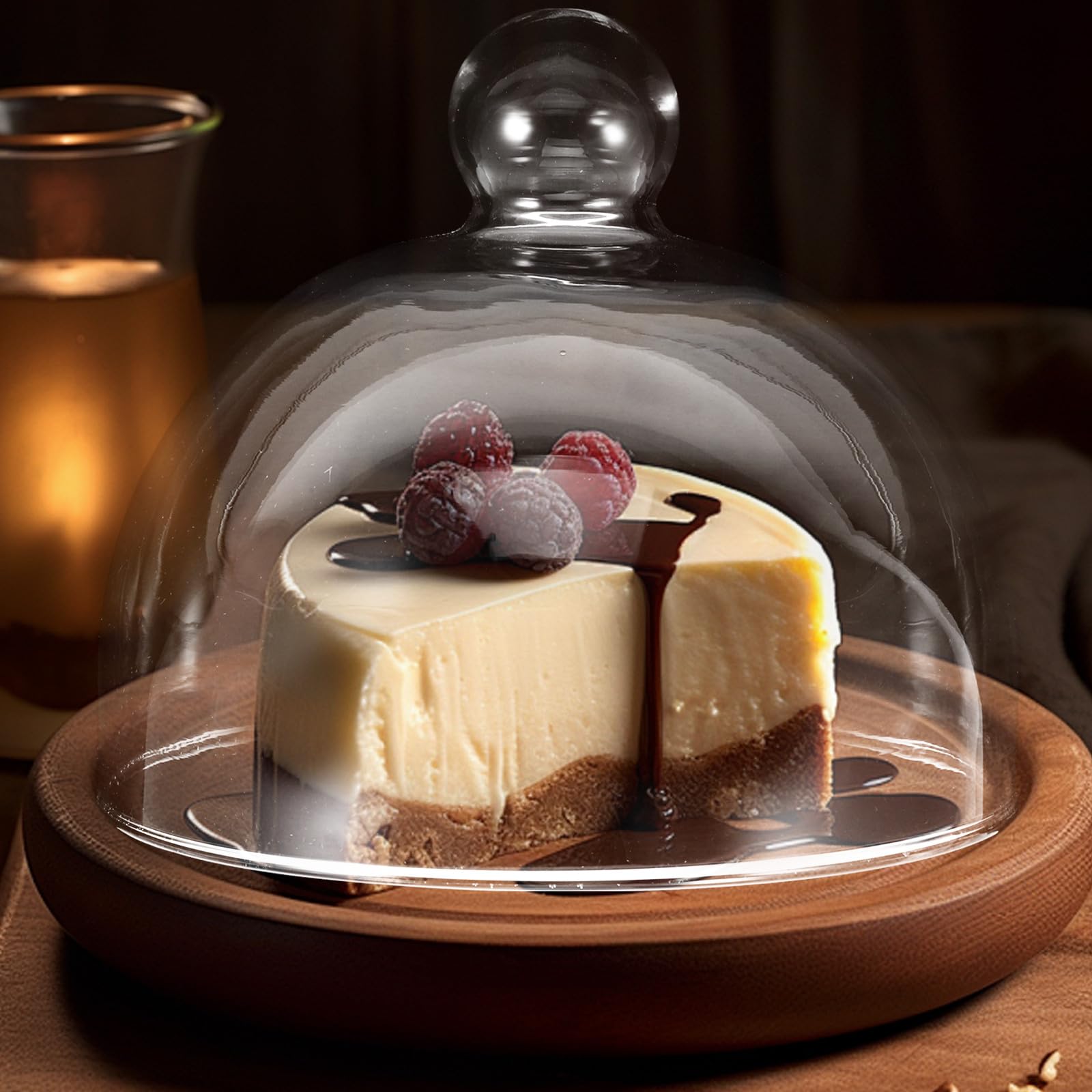 Coperchio in Vetro Trasparente per Piatto Dolci Cupola, Protezione Alimenti e Design Semplice per Casa e Pasticceria