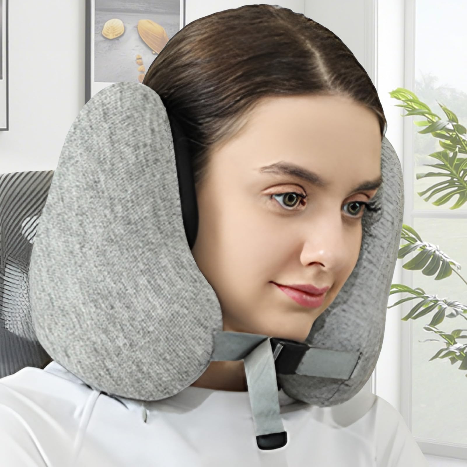 Almohada De Viaje De Espuma Viscoelástica Almohada De Viaje En Forma De U | Cojín Ergonómico Transpirable con Espuma Viscoelástica Ligero y Cómodo para Vuelos Coche Camping Silla