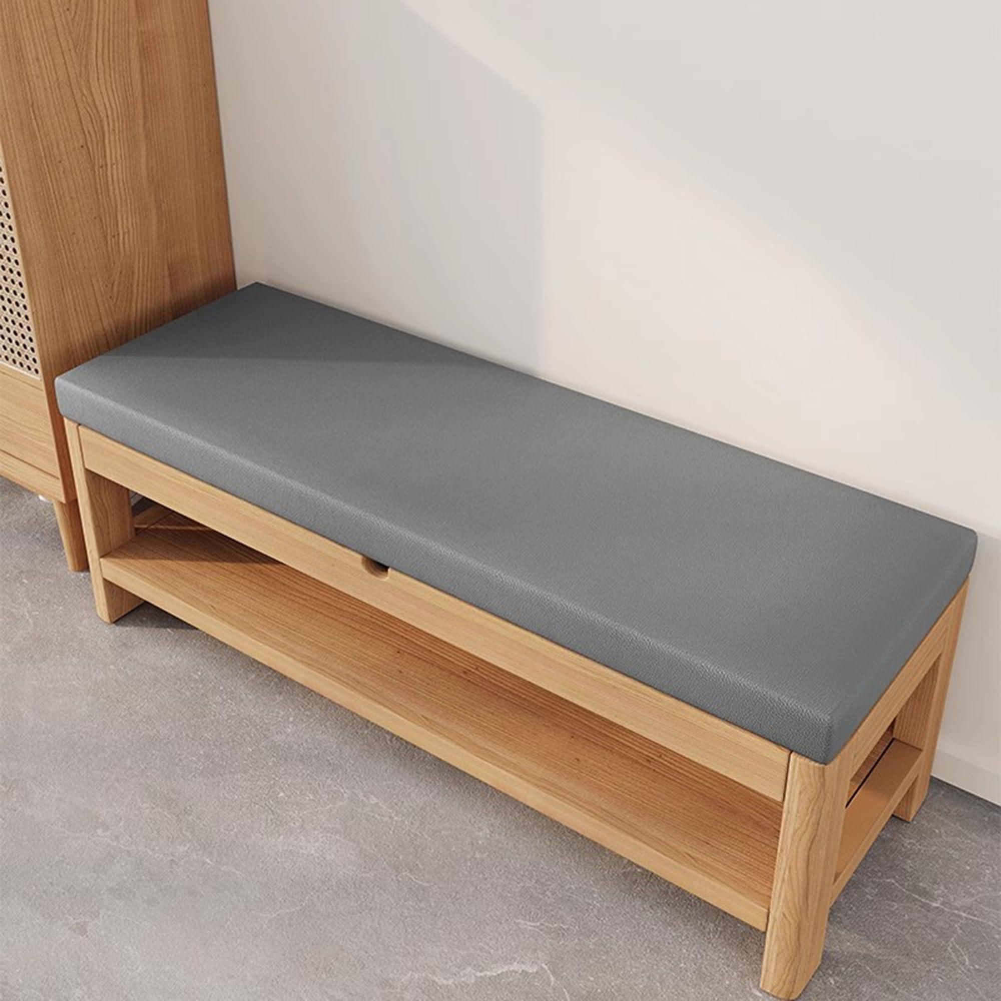 Coussin de banc en cuir pour chaises de cuisine et salle à manger gris