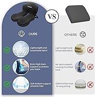 Vista 7 de Cojín de asiento de espuma viscoelástica para ciática y alivio del dolor de espalda, almohadilla ergonómica para silla con correa ajustable y funda