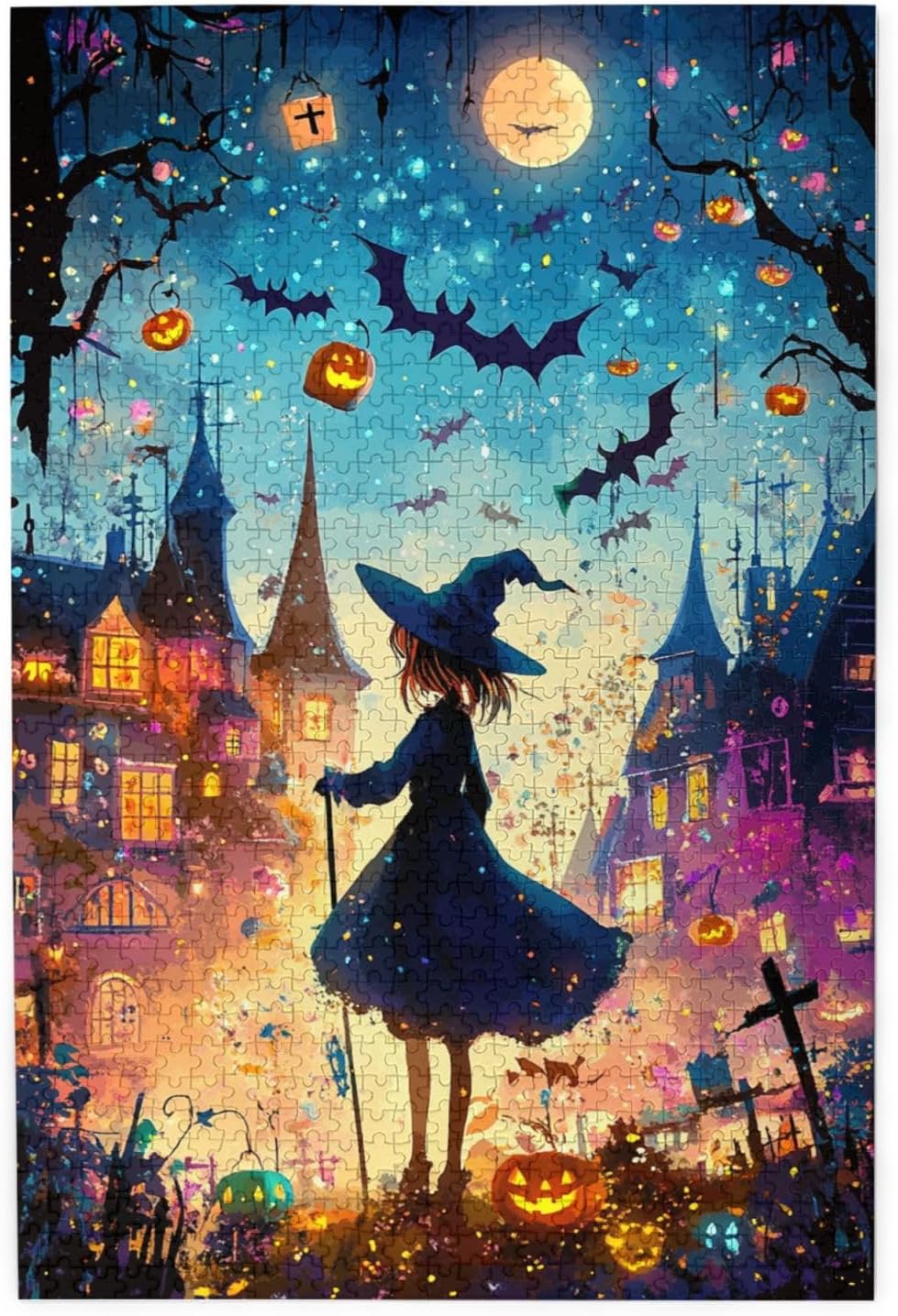 Jigsaw Puzzles for Adults, 1000 Piece Puzzle Halloween Witch Castle Puzzle, Creative Entertainment, Fun, Indoor Puzzles and Creative Games