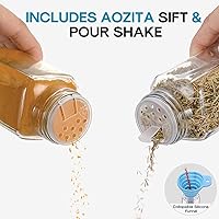 Vista 3 de AOZITA 24 frascos de vidrio para especias, recipientes cuadrados vacíos para especias con etiquetas de especias, tapas de coctelera y tapas de metal