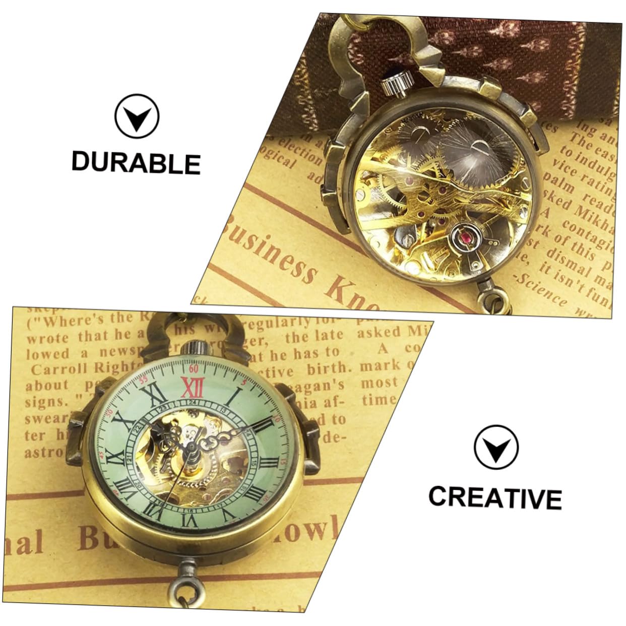 Orologio da Taschino e Stile Unico a Sfera Specchio Meccanico Vintage in Vetro e Catena da Collana, Design Creativo per Uomo e Donna