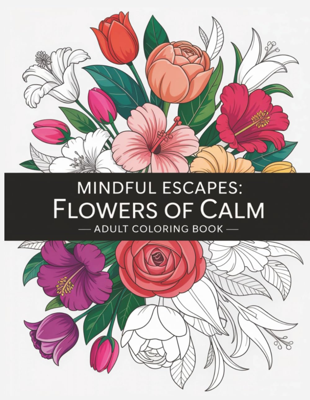 Mindful Escapes: Flowers of Calm: Over 100 Relaxing Floral Pages for Stress Relief and Creative Calm