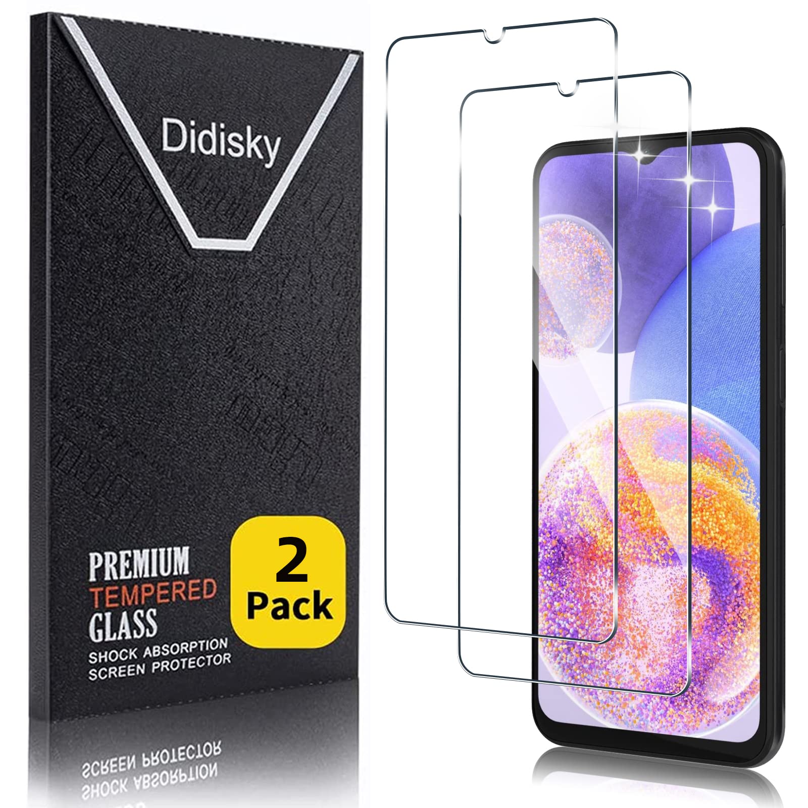 Didisky2 Pack Tempered Glass Screen Protector for Samsung Galaxy A12 4G,A13 4G,A13 5G, A23 4G, A23 5G, A32 5G,Soft Touch,Easy to Clean, Easy to Install, Transparent
