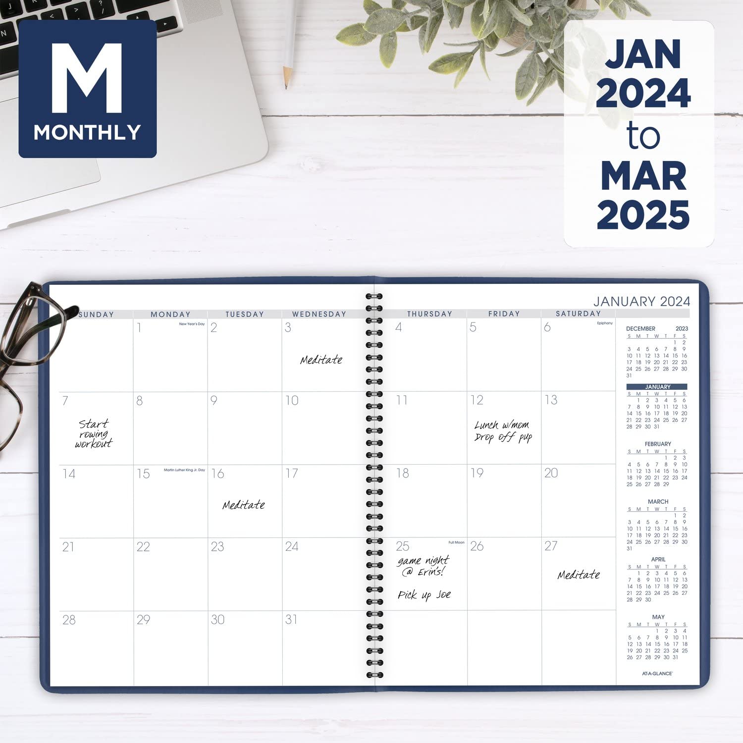 AT-A-GLANCE Fashion 2024 Monthly Planner, 9" x 11", Large, Blue (702502024), 9 inches X 11 inches - Image 2
