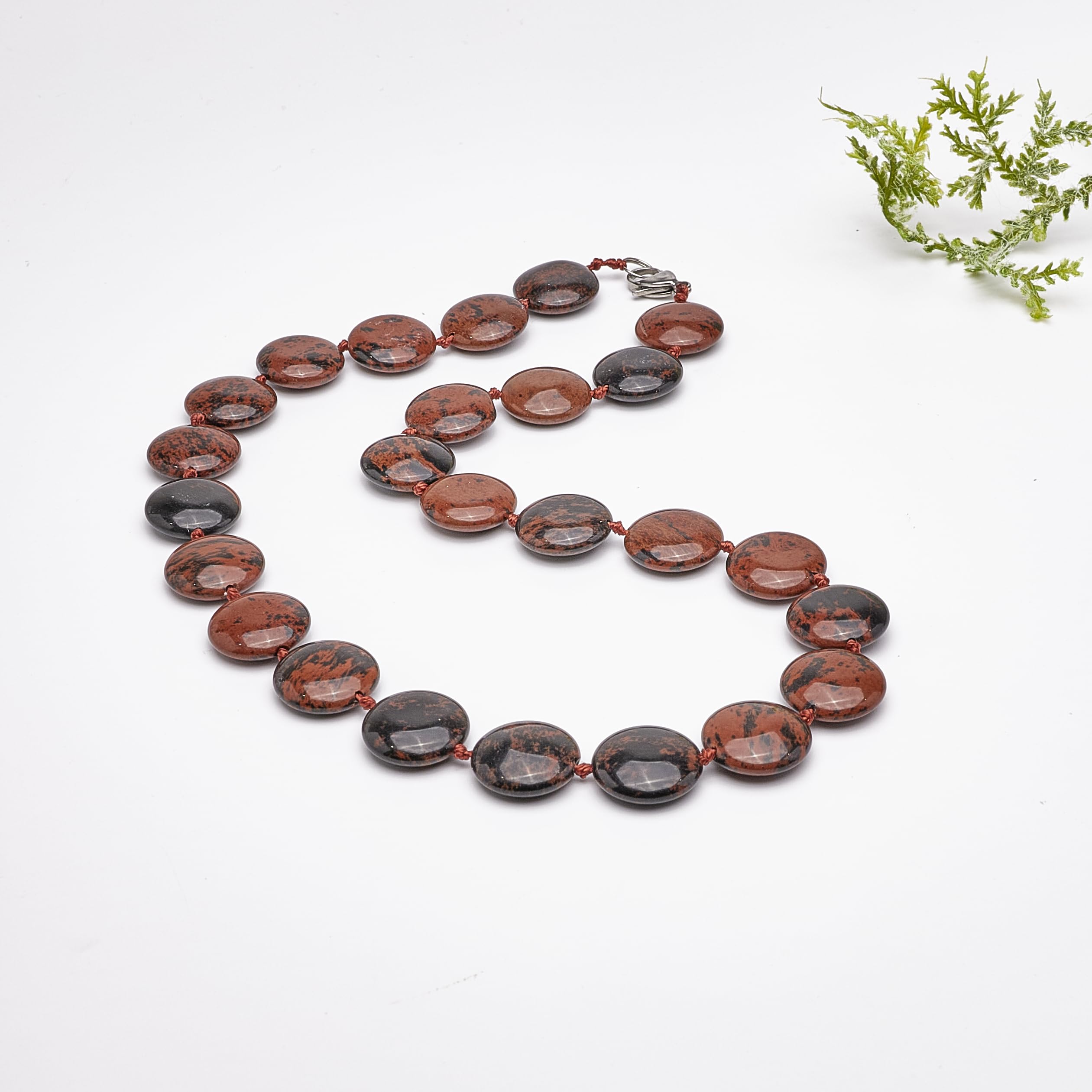 Collier en Perles de Pierres Précieuses Naturelles pour Femmes et Filles - Perles Rondes de 16mm - Bijoux en Cristaux de Guérison Faits Main