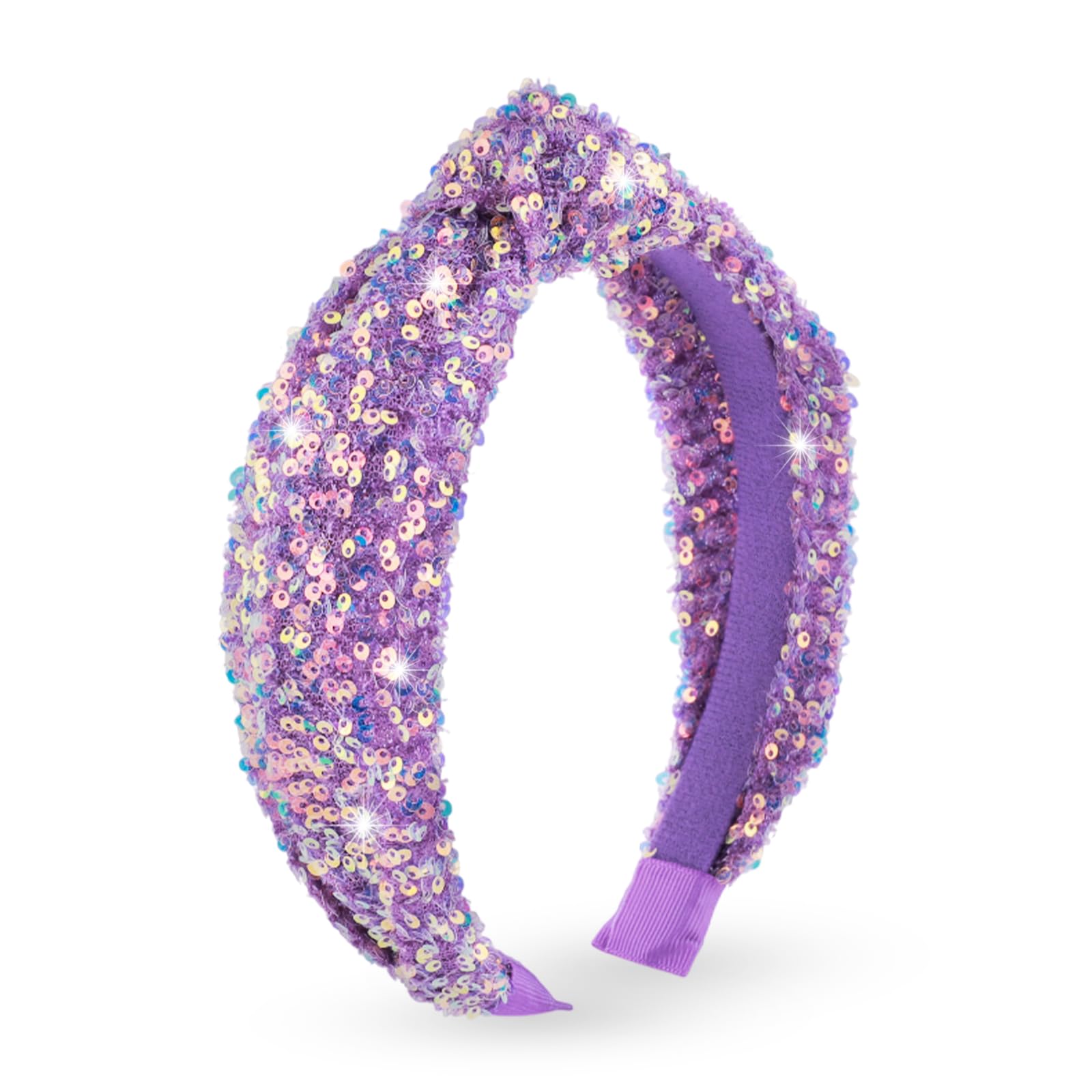 CTZENWAY Sequin Knotted Headband for Women, Sparkly Knotted Wide Hair Bands for Girls, Glitter Fashion Iridescent Headbands Hair Accessories Fancy