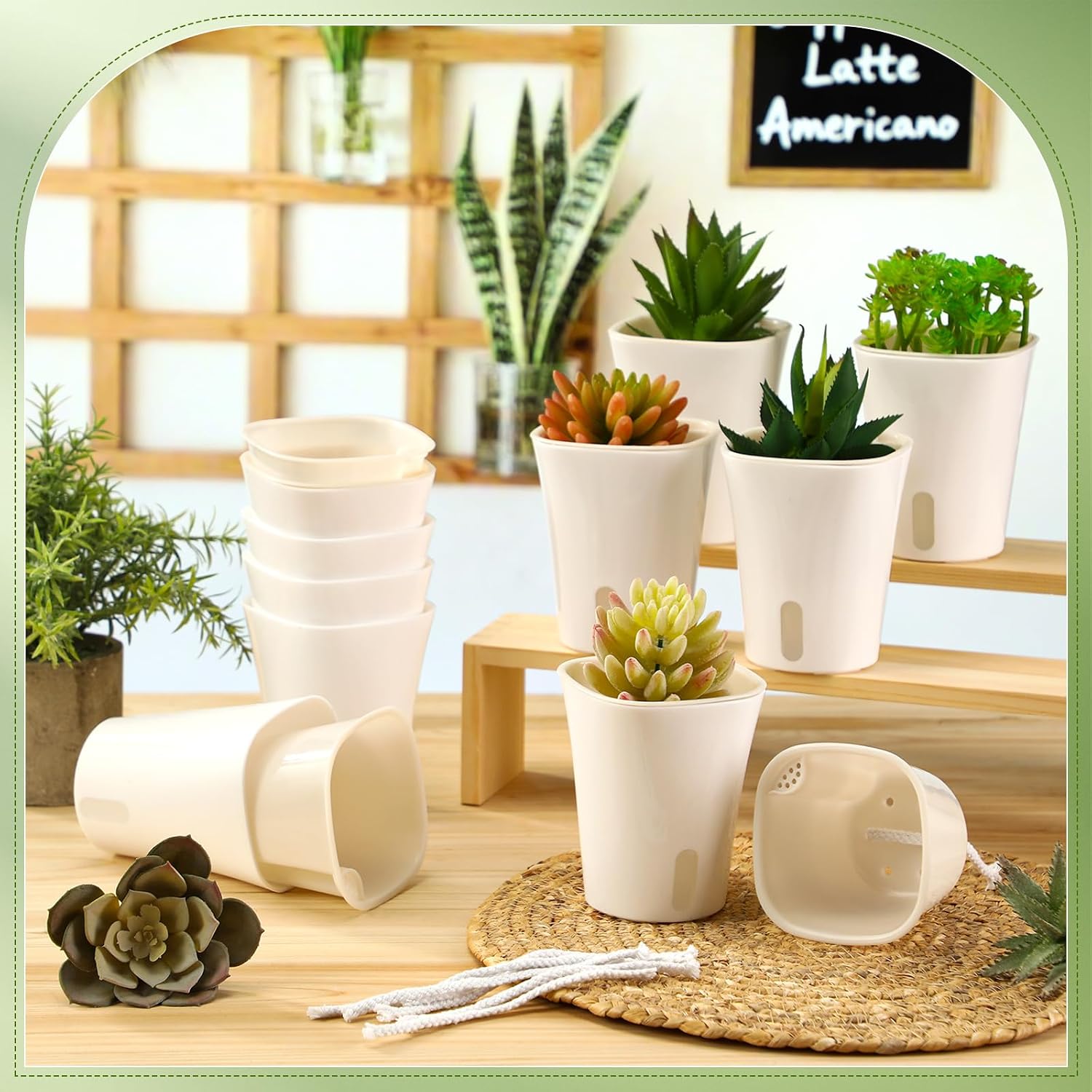 Ziliny 10 Pcs 3.74 Inch Self Watering Planters with Water Indicator image 4
