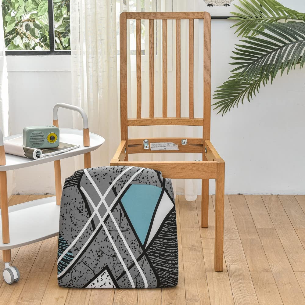 Highdi Housses De Siège De Chaise, Lot De 1,2,4 Ou 6 Housse De Chaise Spandex Stretch Lavable Universelle Amovible Housse Assise Chaise, Pour Salle à Manger, Hôtel (Puzzle,6 Pièces
