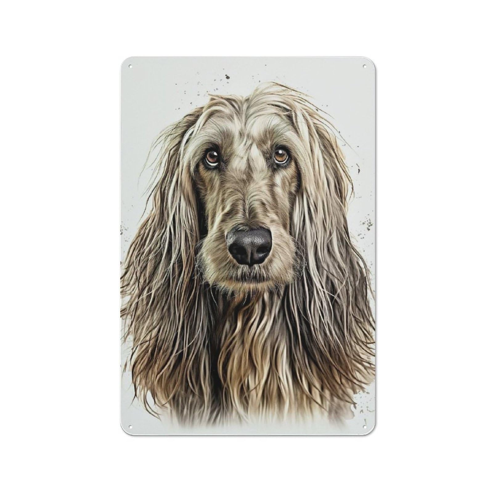Junmoney Afghan Hound Portrait Retro Metal Sign 30X20cm For Living Room Or Hallway, For Updating Living Room And Hallway After Moving