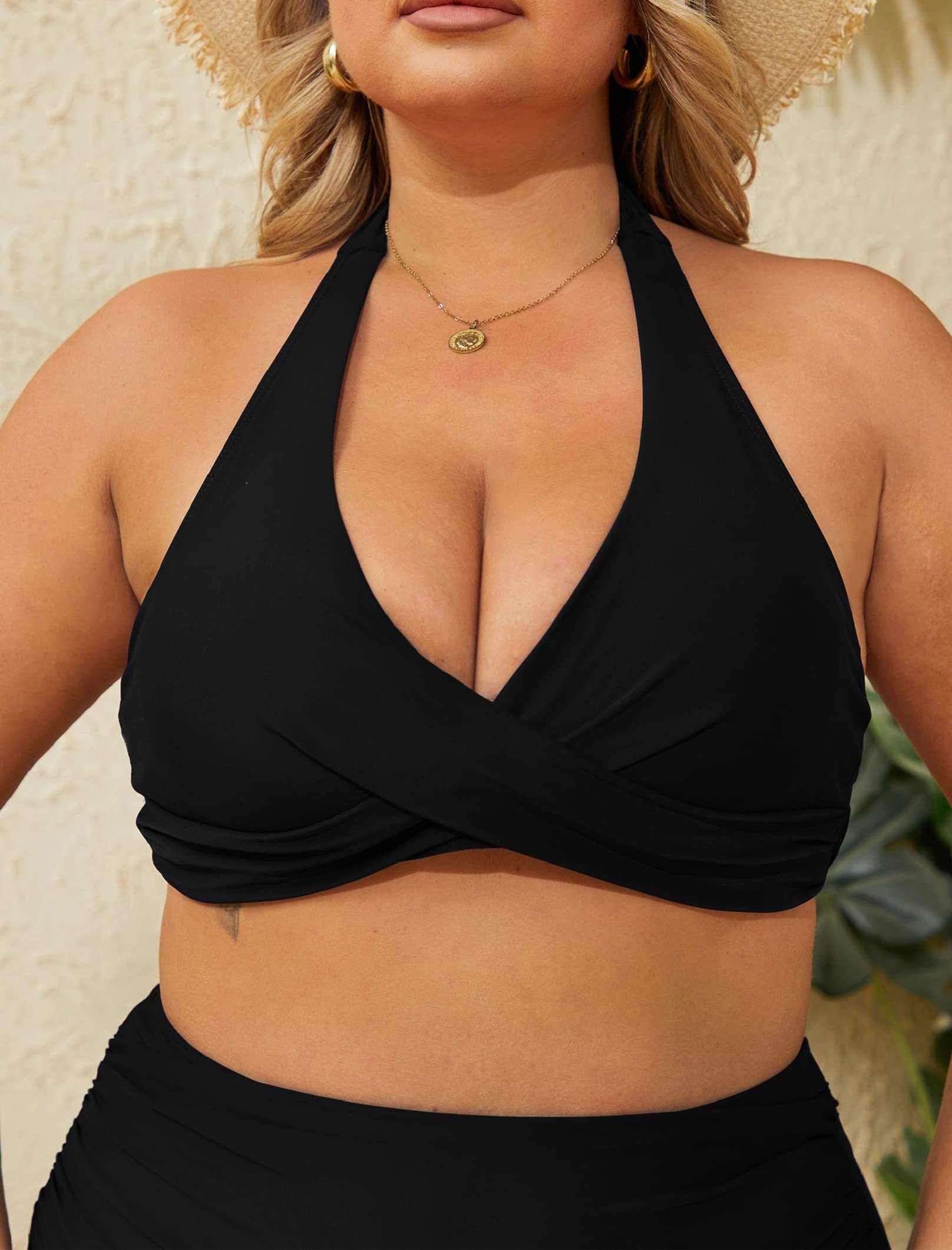 Yutdeng Mujer Bikini Talla Grande Push Up Halter Cuello V Vientre Plano Bañadores Dos Piezas Natacion Playa