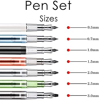 GC QUILL Calligraphy Set Fountain Pens 7 Different Size Nibs
