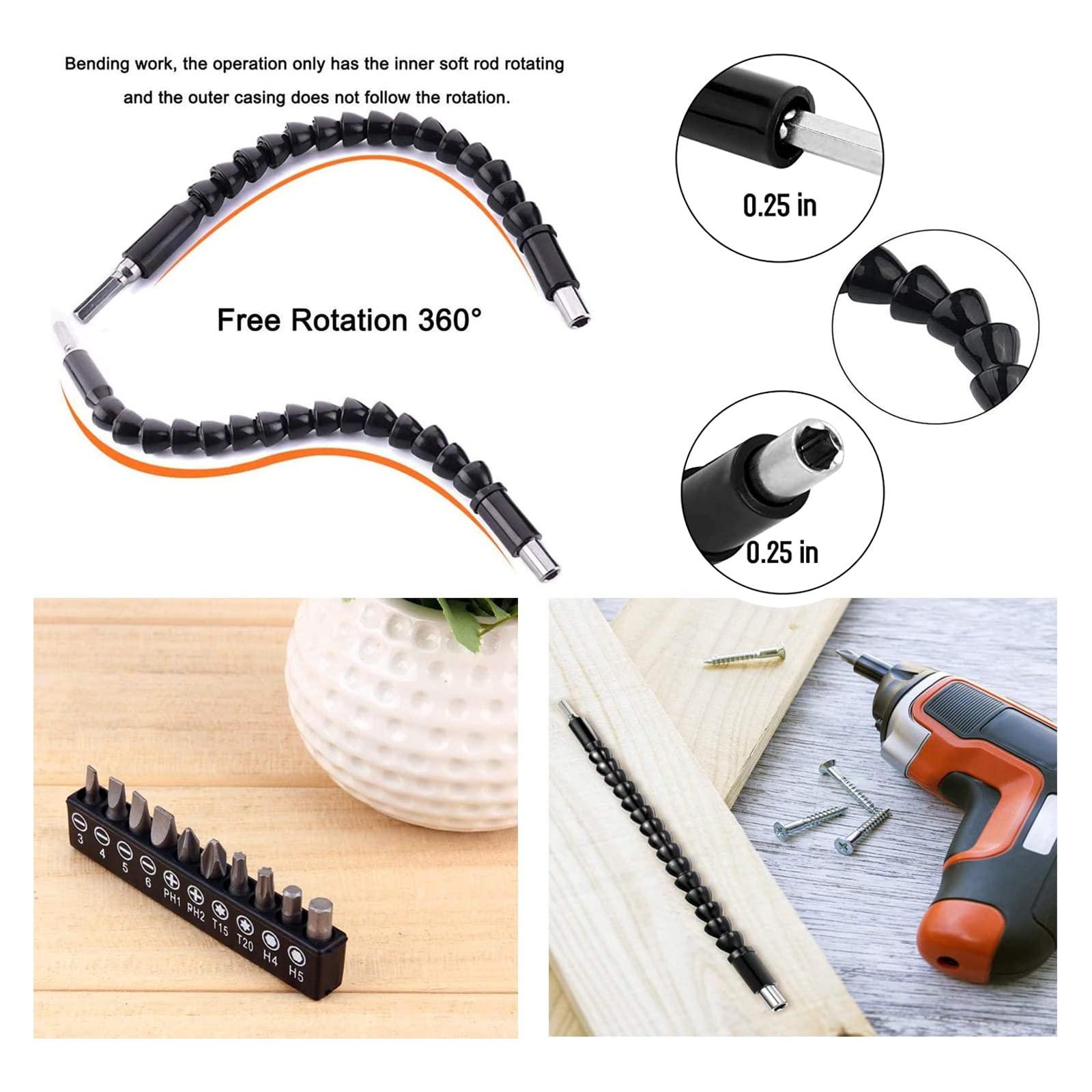 Flexible Drill Bit Extension Set - 90° Angle -6