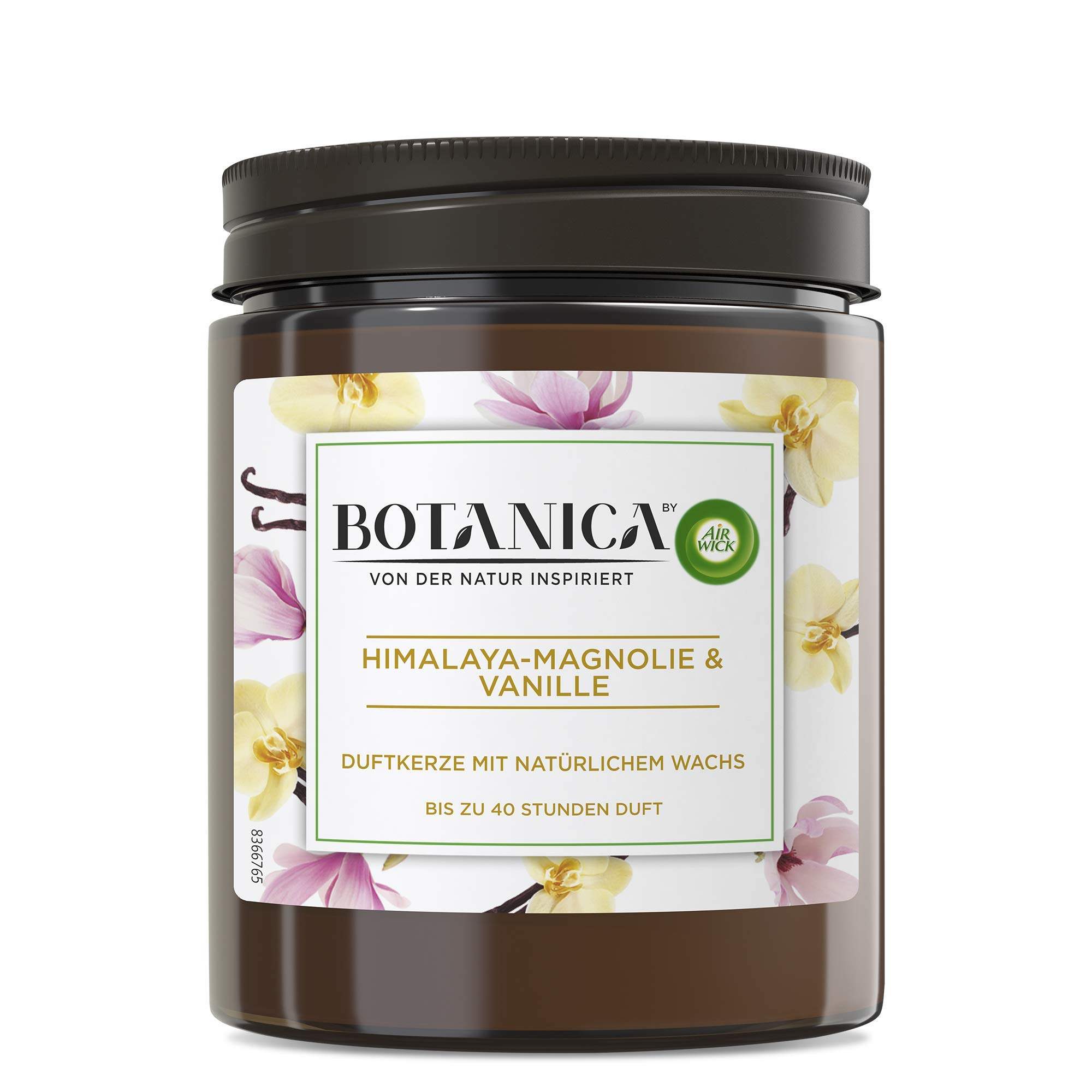 Botanica by Air Wick Duftkerze – Duft: Himalaya-Magnolie & Vanille – Nachhaltig hergestellt mit natürlichen Inhaltsstoffen – 6 x Kerze im Glas