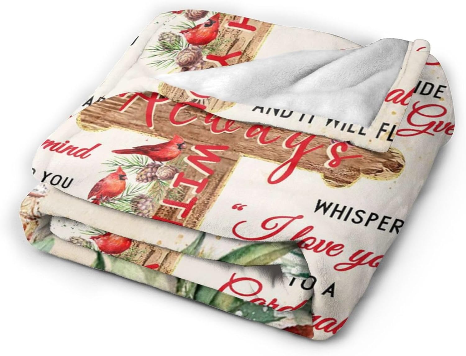 Cardinal Blanket Red Bird Throw Blanket Verse Healing Inspirational Prayer Catholic Gifts for Women Men Scripture Spiritual Flannel Throws for Home Decor (Northern Cardinal, 80"X60")