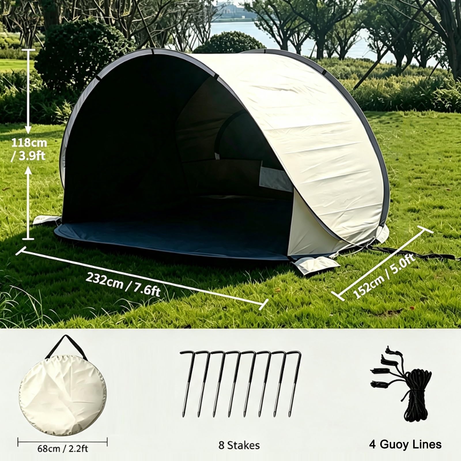 Namiot Plażowy Samorozkładalny Dla 3-4 Osób UPF50+ | Lekki i Przenośny, Szybki Montaż, Nadaje się na Plaże, do Parków i Okazjonalnego Biwakowania(Pink)