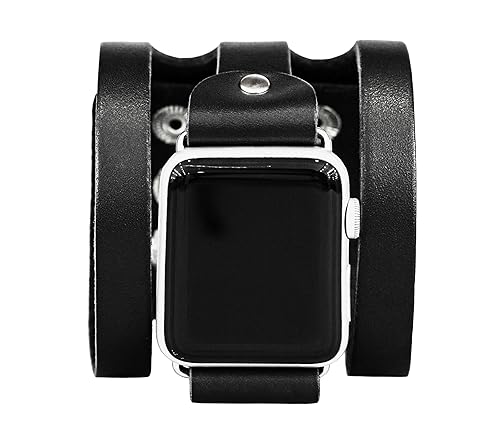 wide Leather cuff band compatible with Apple watch 38mm 40mm 41mm 42mm 44mm 45mm 46mm 49mm, Handmade UA code 1081