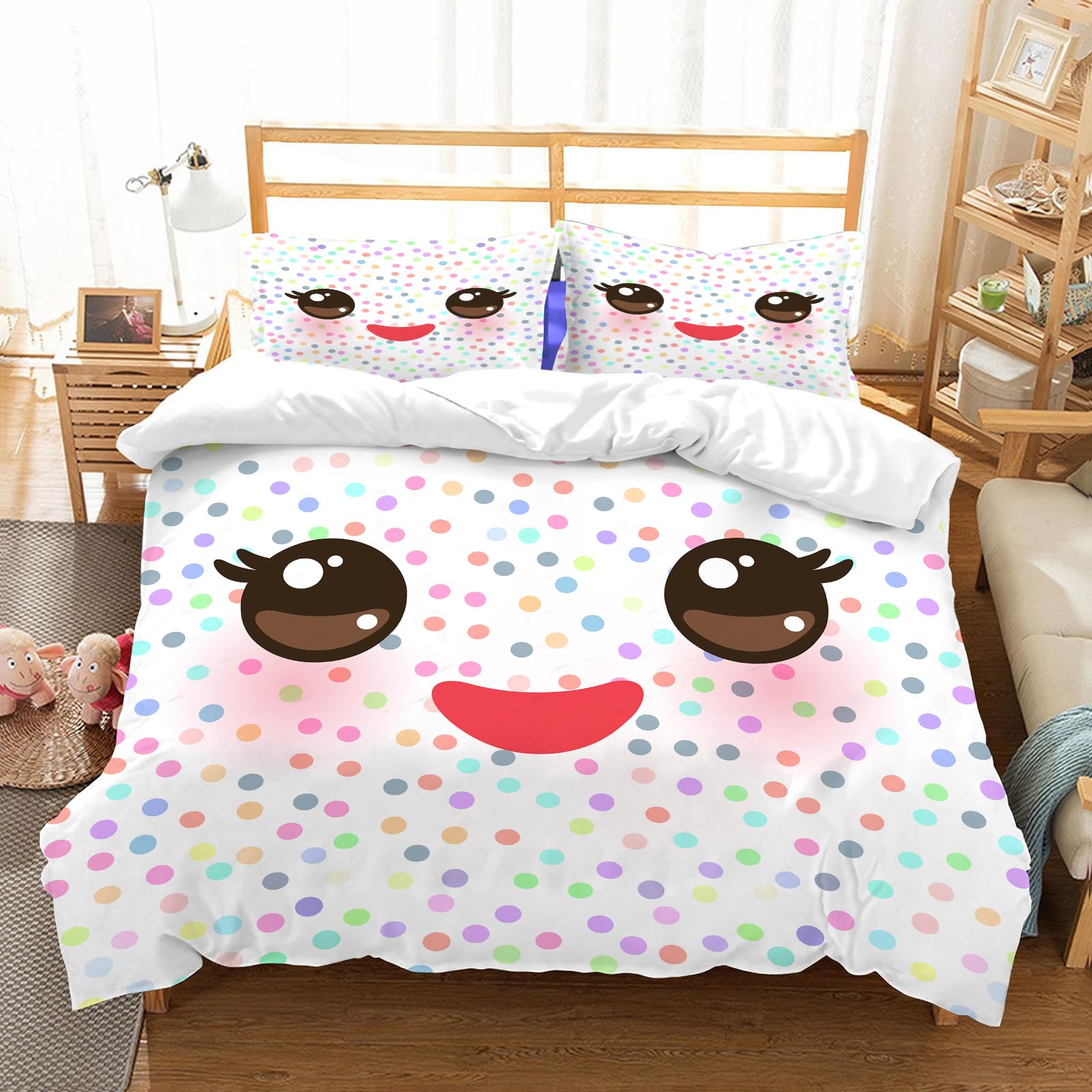 Linge de lit kawaii à pois colorés pour transformer l'ambiance de votre chambre