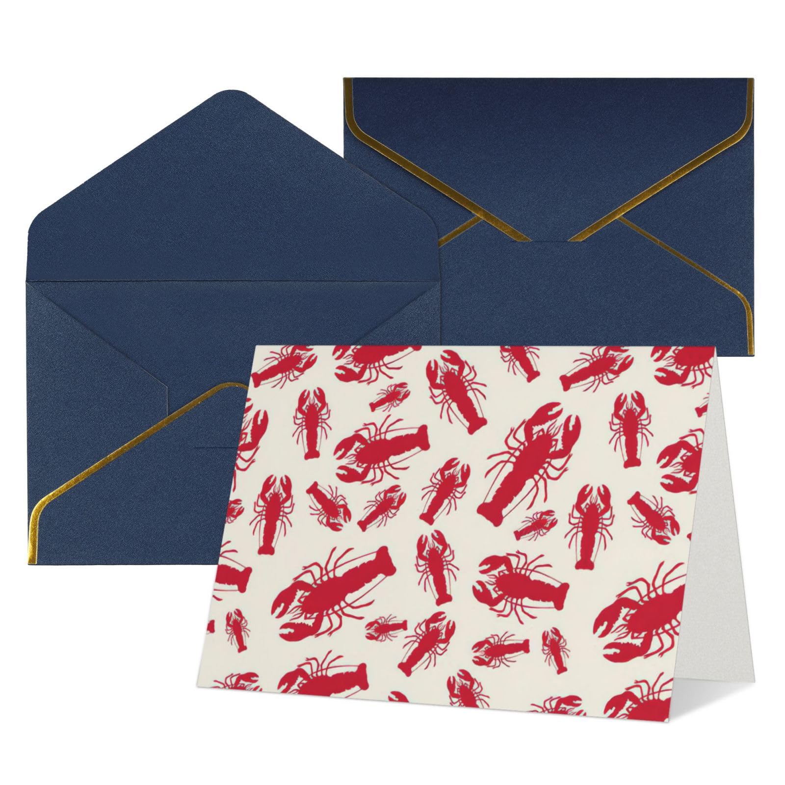 All Occasion Red Lobster Print Greeting Cards,Blank Inside,with envelope,Suitable for friends family