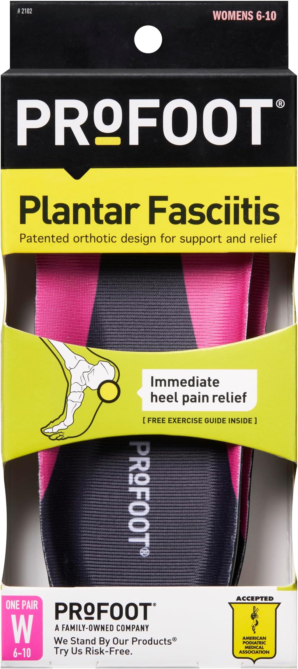 PROFOOT Plantar Fasciitis Orthotic Insoles for Women (Sizes 6-10) – Gel Shoe Inserts for Instant Heel Pain Relief and Arch Support – 1 Pair of Heel Pads