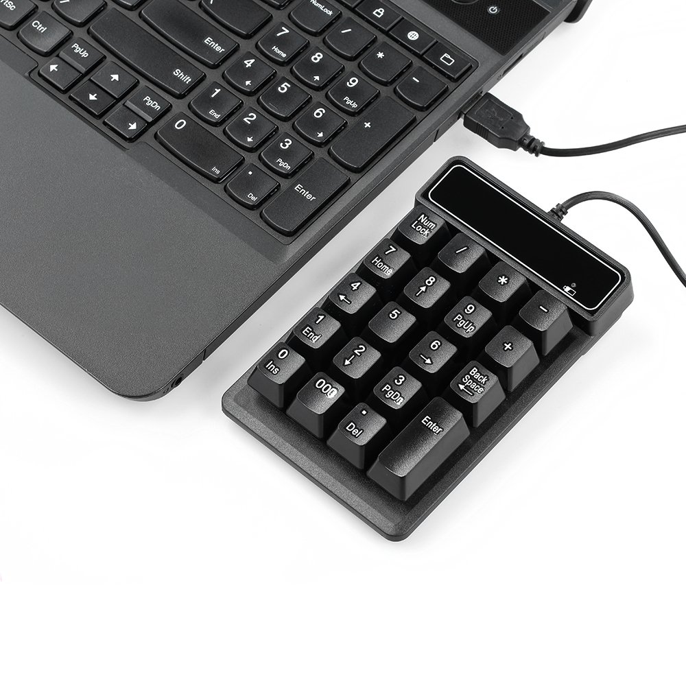 Numeric Key Pads - USB Wired Numeric Keypad Mechanical Feel Number Pad Keyboard 19 Keys Waterproof for Laptop Desktop PC Notebook Black-picture-19