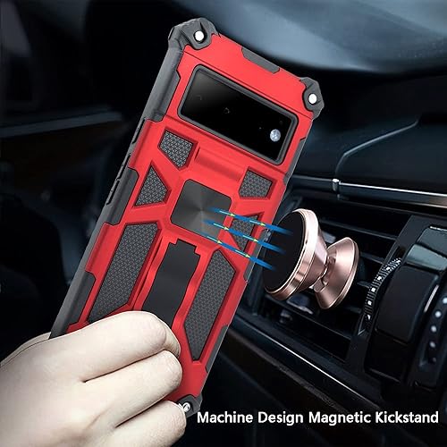 Miniatura 8 de Funda compatible con Google Pixel 6, funda para Google Pixel6, soporte magnético Hybid a prueba de golpes, grado militar, funda para teléfono (negro)
