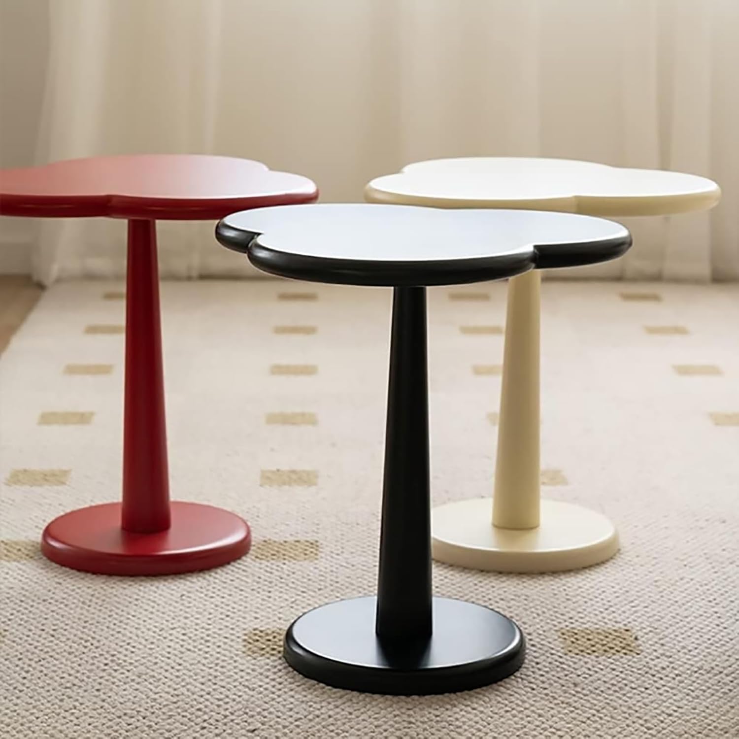 Sofa Side Table, White Cloud Tea Table/Coffee Table，Hotel Balcony Wooden Afternoon Tea Table, Balcony Leisure Table (42x38.5x45.5cm)(B)