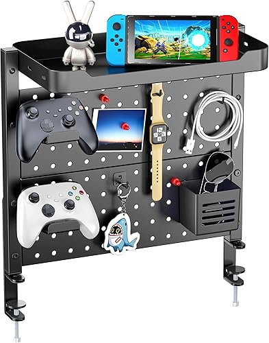 ARES WING Abrazadera de escritorio con estante organizador de 16 pulgadas, estante de almacenamiento ajustable sobre o debajo del escritorio con