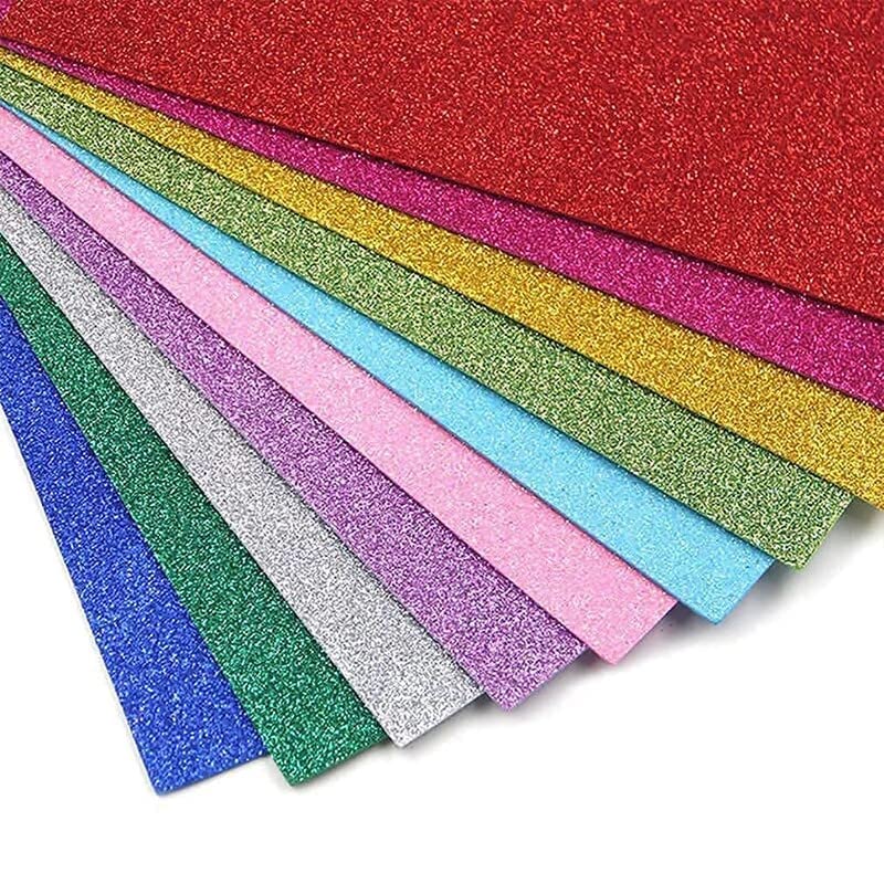 A4Size Eva Foam Glitter Designer Sheets for Craft, Decorations, Scrapbbok,School Projects (Set of 10, Multicolor)-image-9