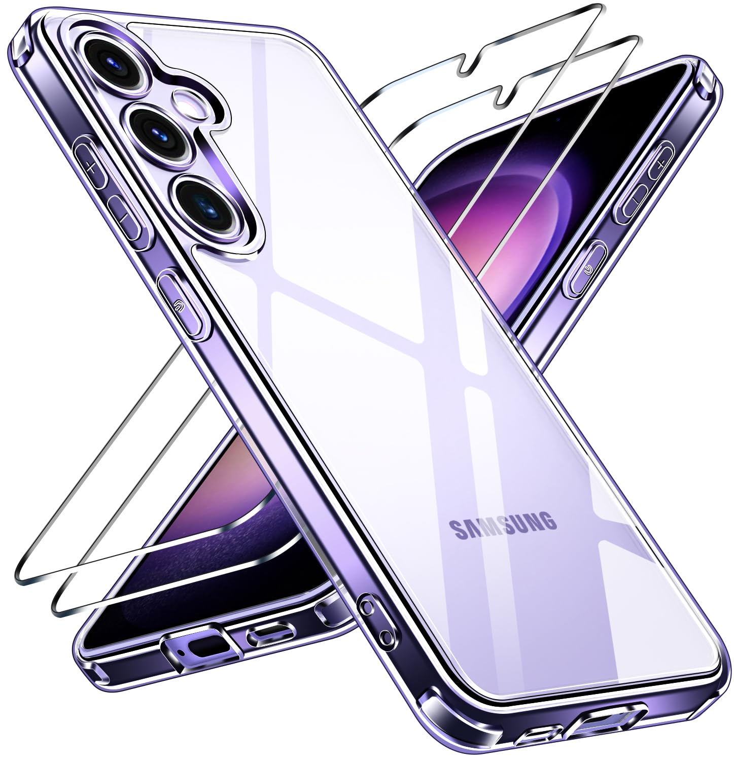 ivoler Anti-Jaunissement HD Clair Coque pour Samsung Galaxy S24 5G avec 2 Pièces