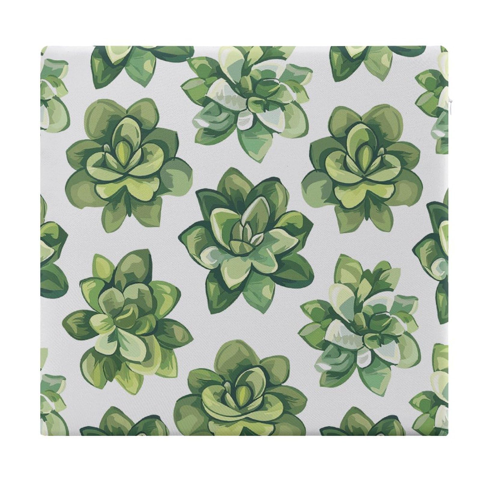 Coussin de sol yoga et tatami en velours motif succulent pour extérieur