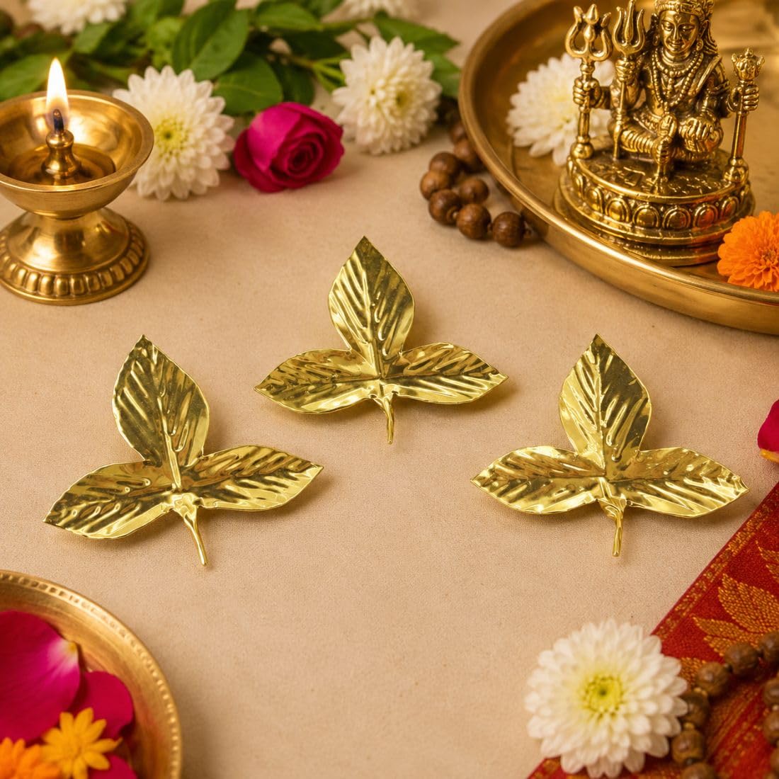 MAYAPURI Original Pure Brass Bel Patta or Pital Puja Bel Patra/Bilva Patra/Bael Leaves for Pooja, For Religious and Worship use, Mandir Decoration (Pack of 3)-image-44
