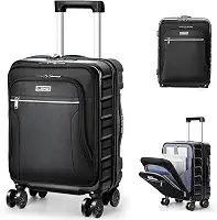 Mala de mão aprovada por companhias aéreas de 45,7 cm, híbrida, macia, rígida, com rodas giratórias removíveis, trava TSA, bolso frontal para viagens, preta, Preto, 18 Inch, Bagagem de mão