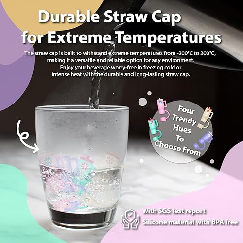 Miniatura 5 de 4 fundas Stanley para popotes, tapas de popote en forma de vaso, puntas de popote de silicona, tapones de popote reutilizables, tapas de popote a