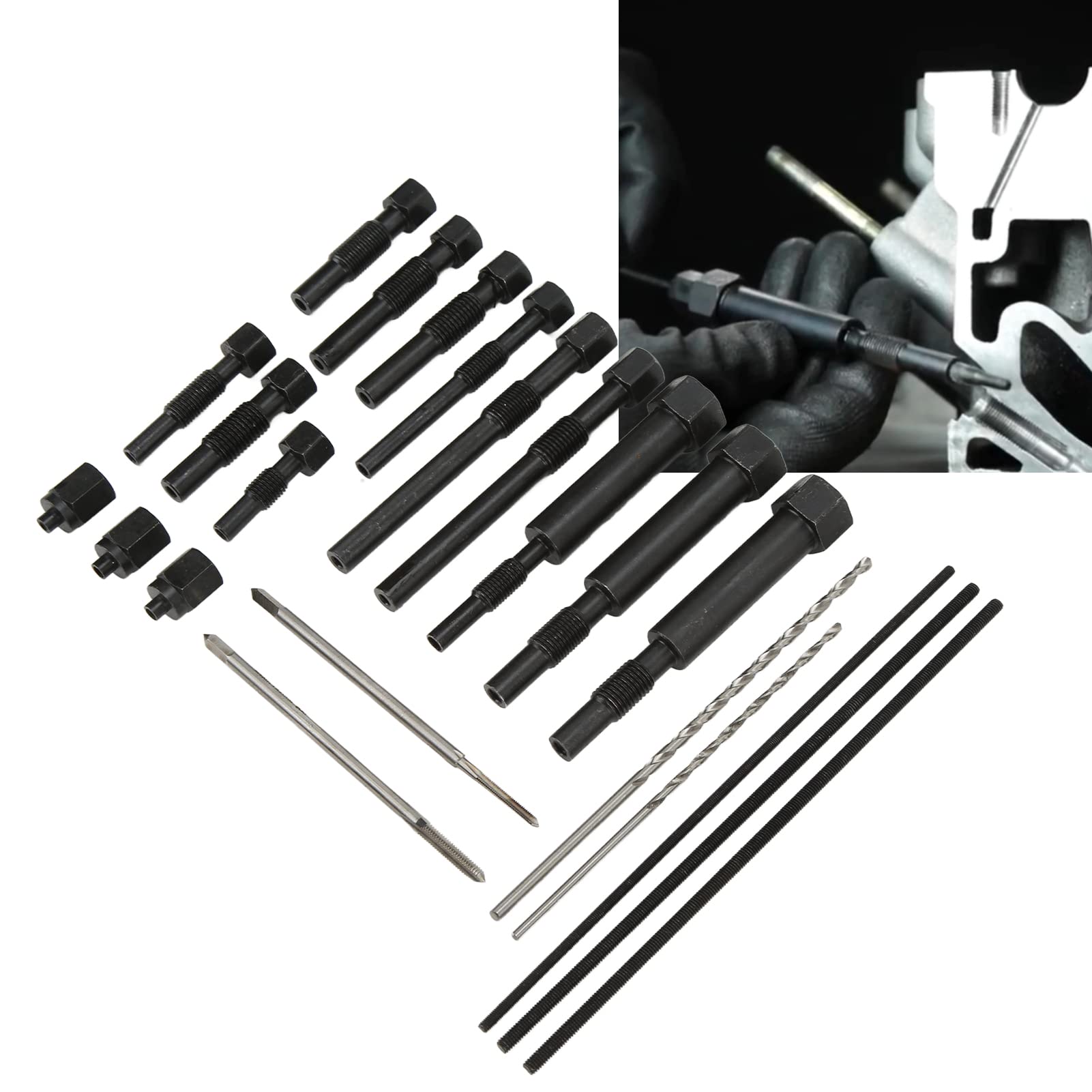 Set di rimozione candelette, strumento di estrazione candelette portatile completo in metallo ad alta precisione 22 pezzi/kit per manutenzione,utensili manuali