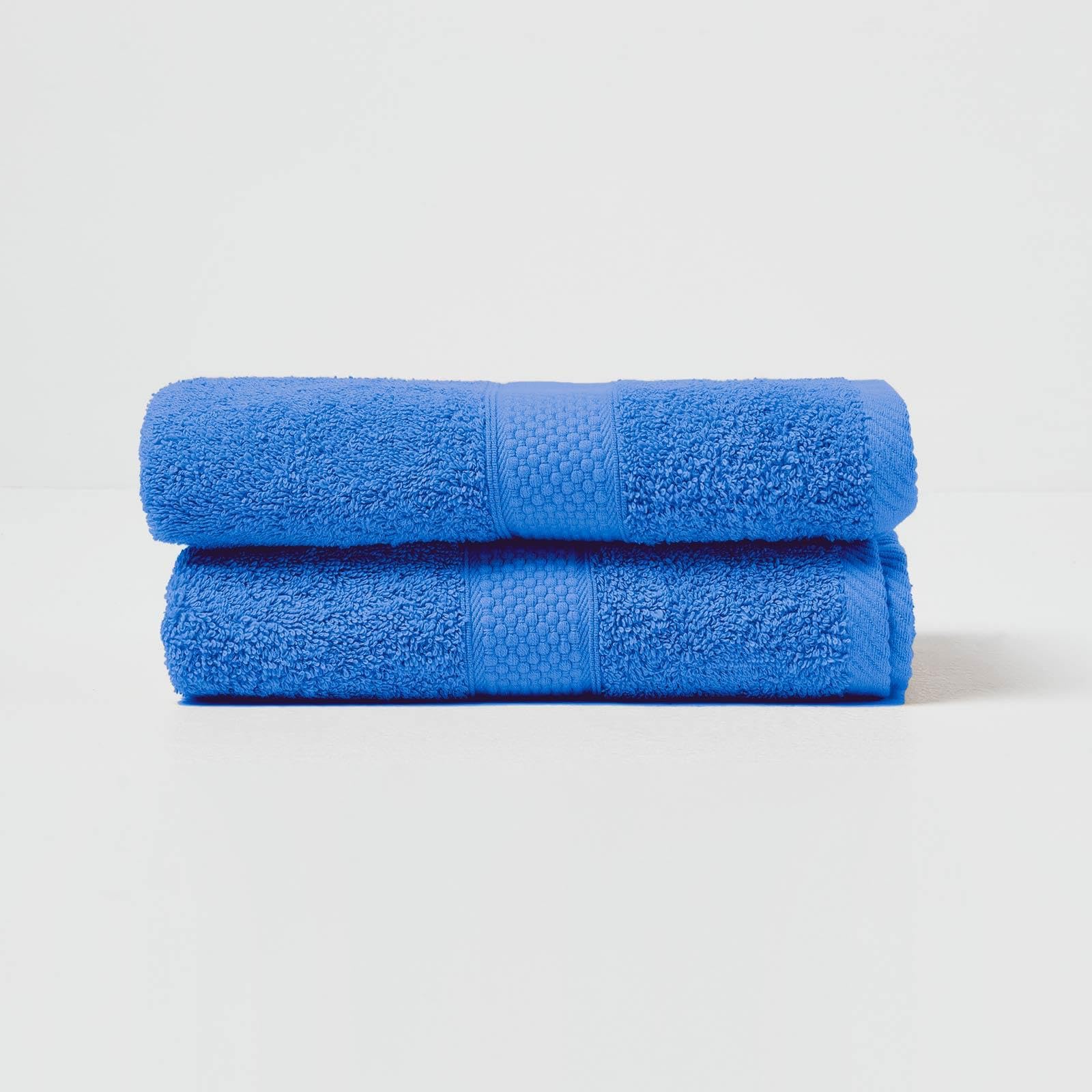 HOMESCAPES Royal Blue Turkish Cotton Set of 2 Hand Towels Super Soft Thick & Absorbent 500 GSM Towel Heavy Weight for everyday Luxury
