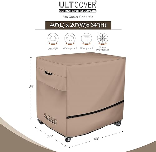 Miniatura 2 de ULTCOVER Cubierta impermeable de 80 a 100 cuartos de galón para hielera para patio, 40 pulgadas de largo x 20 pulgadas de ancho x 34 pulgadas de alto