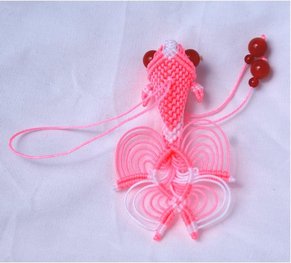 Handmade Macrame Goldfish Charm/Ornament for Car,Wall,handbag,Christmas Tree Etc (3D Beige White)