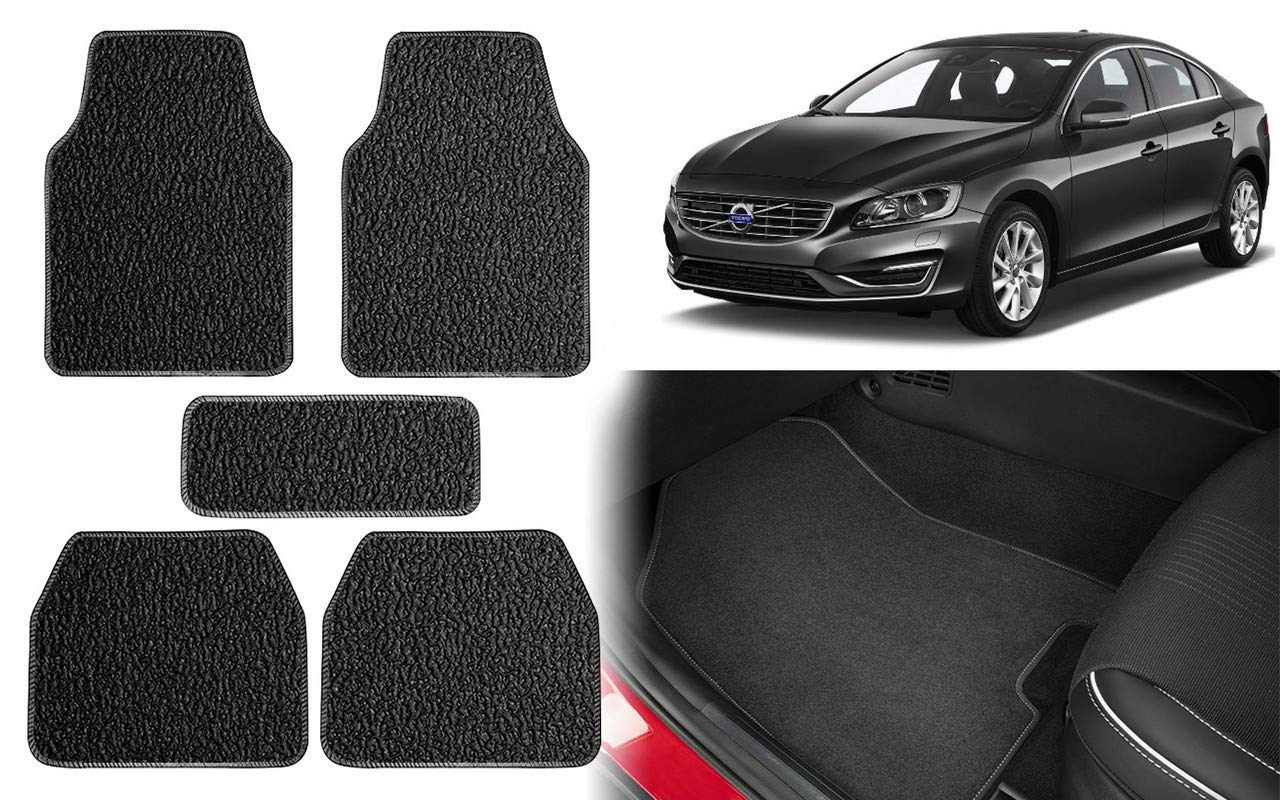 Selifaur - Set of 5 Pcs Black Carpet Floor Car Mats for Volvo S60