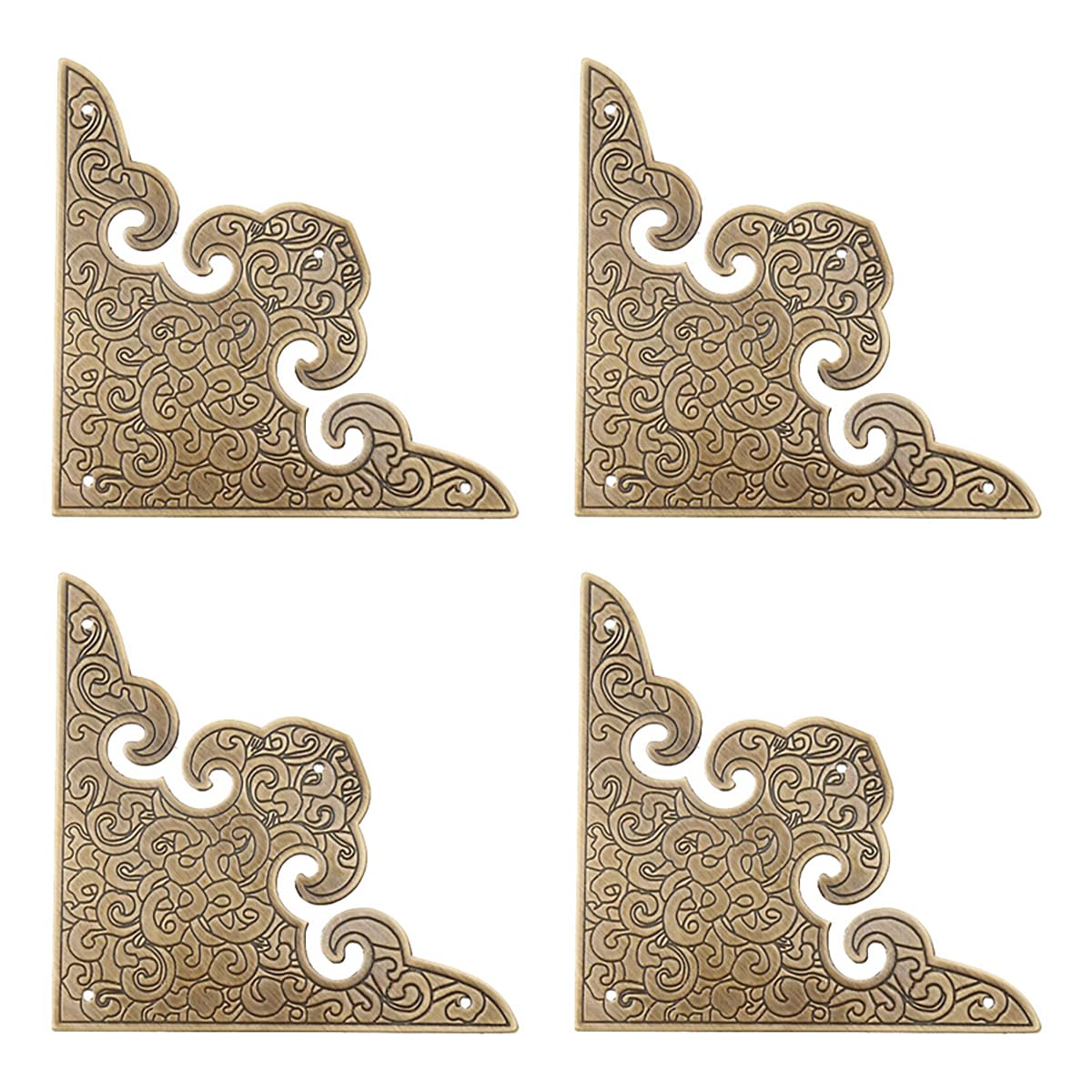 Dasaziya Antique Bronze 4Pcs Antique Solid Brass Corner Guards L-Shaped Angle Edge Vintage Protectors For Table Chair Cabinet (Antique Bronze)