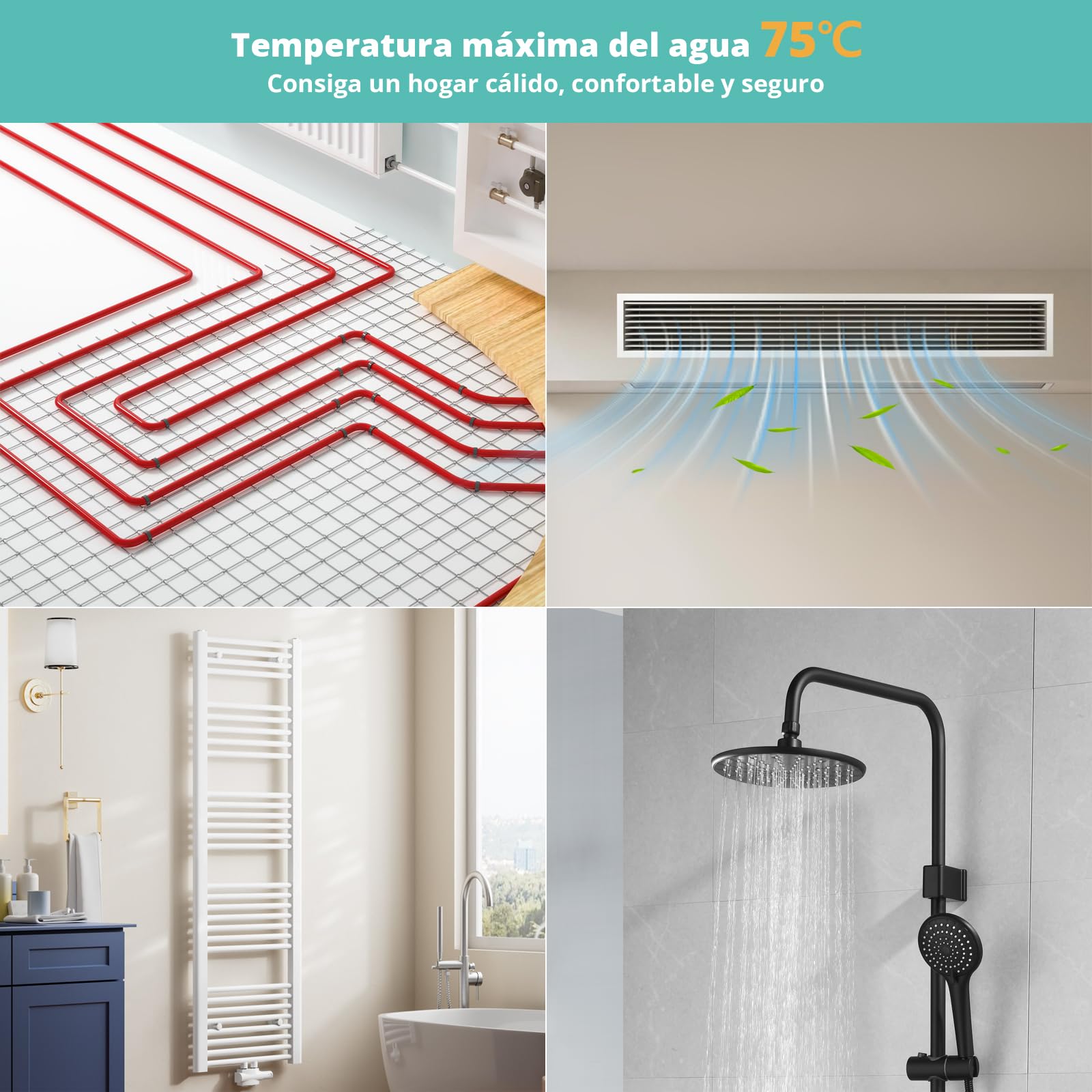 SMETA Bomba de Calor, Bomba de Calor Aire-Agua, calefacción y Aire Acondicionado Multifuncional 16 kW, R290, Alta Eficiencia Energética A+++