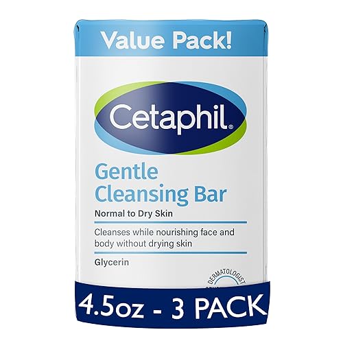 CETAPHIL - Barra de limpieza suave, 4.5 onzas (paquete de 3), barra de limpieza nutritiva para pieles secas y sensibles, no comedogénica, no