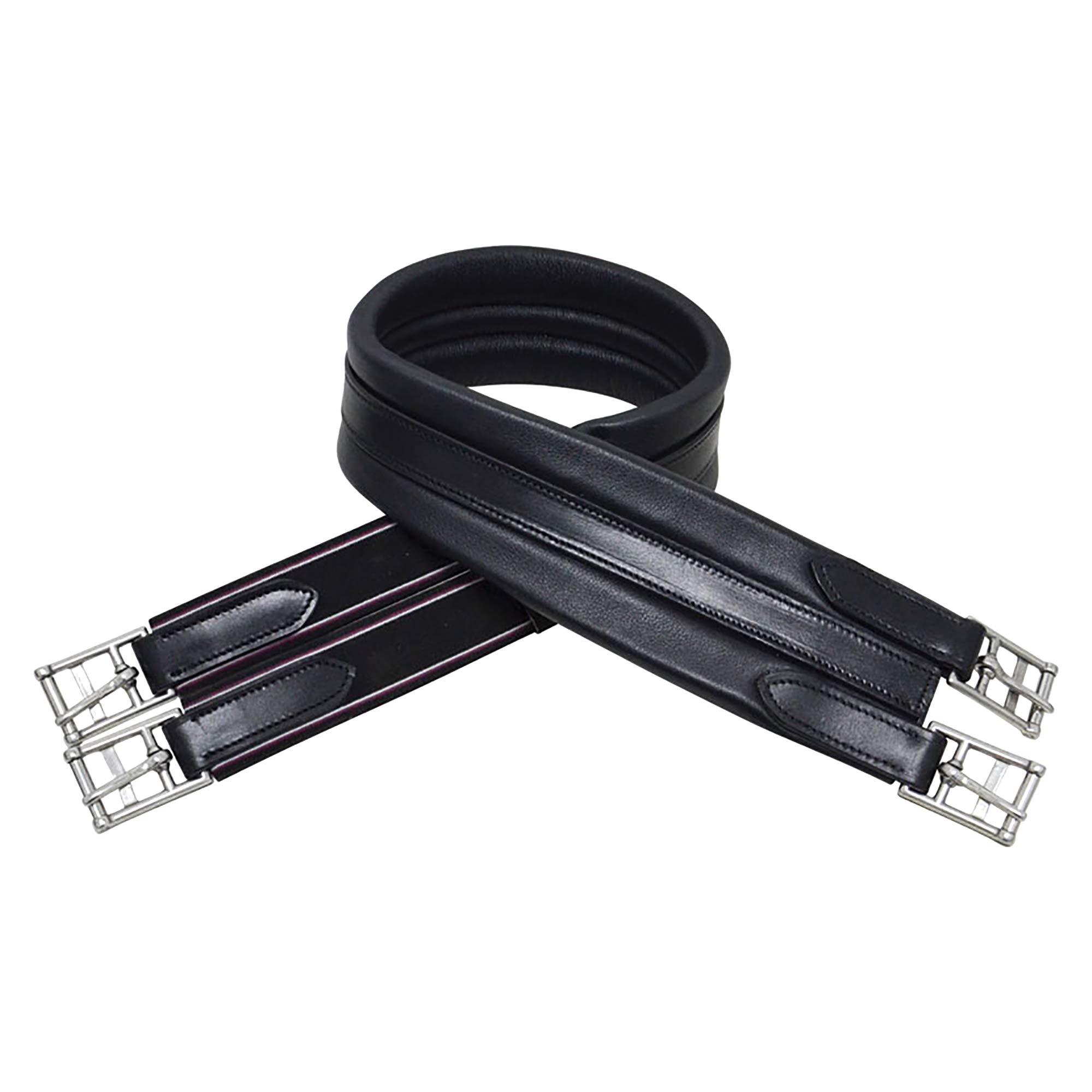 Hy Equestrian Hycomfort Leather Atherstone Padded Girth Elasticated One End - 40" Black Size 40