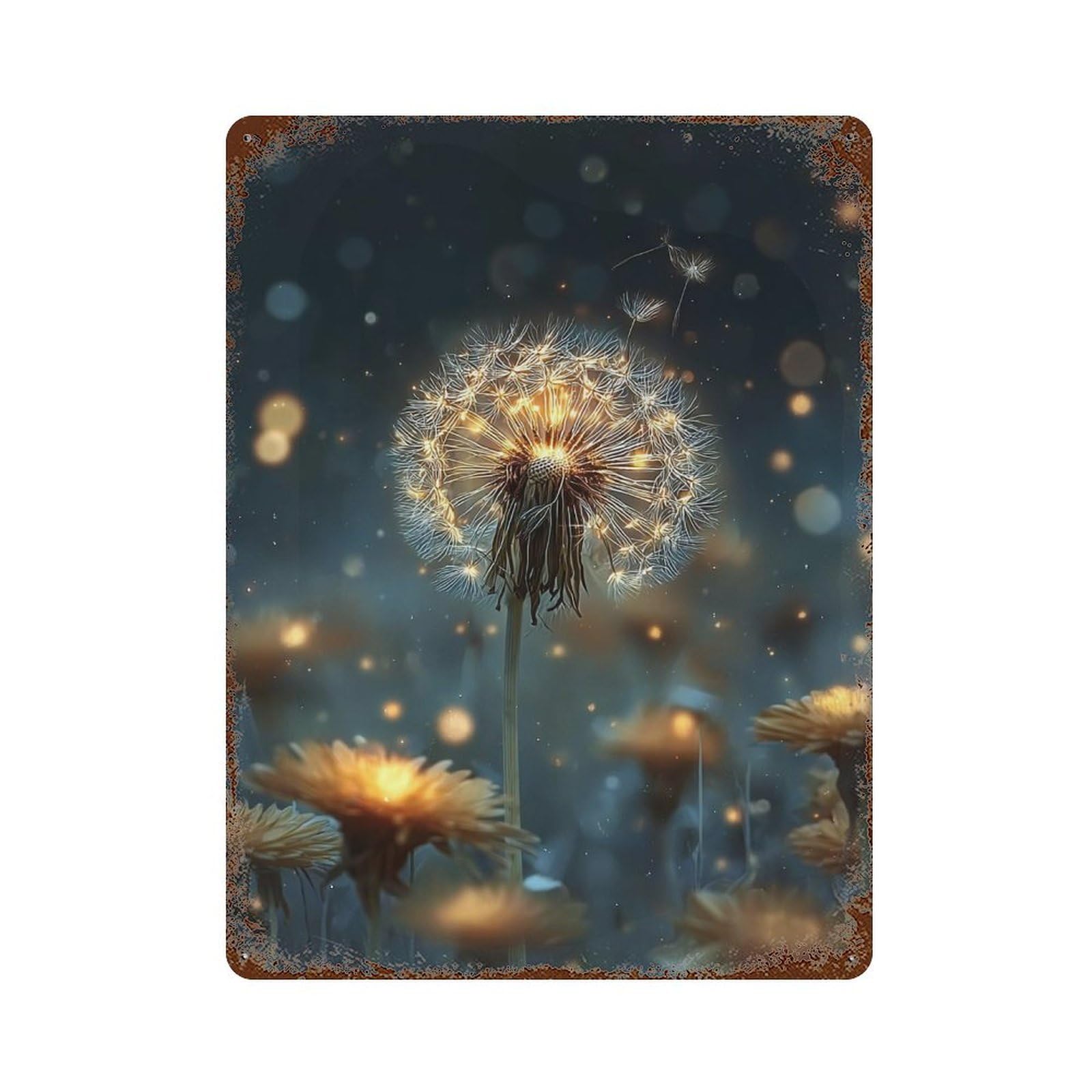Garage Style Glowing Dandelion Magic Decorative Tin Sign 15.7"x11.8", Shabby Chic Decor for Bar And Workshop