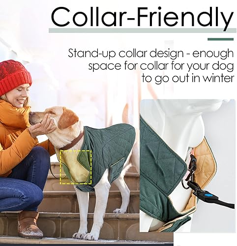 Miniatura 4 de ThinkPet - Abrigos para perros para clima frío, acogedora chaqueta de invierno reversible resistente al viento, abrigo grueso acolchado y cálido,
