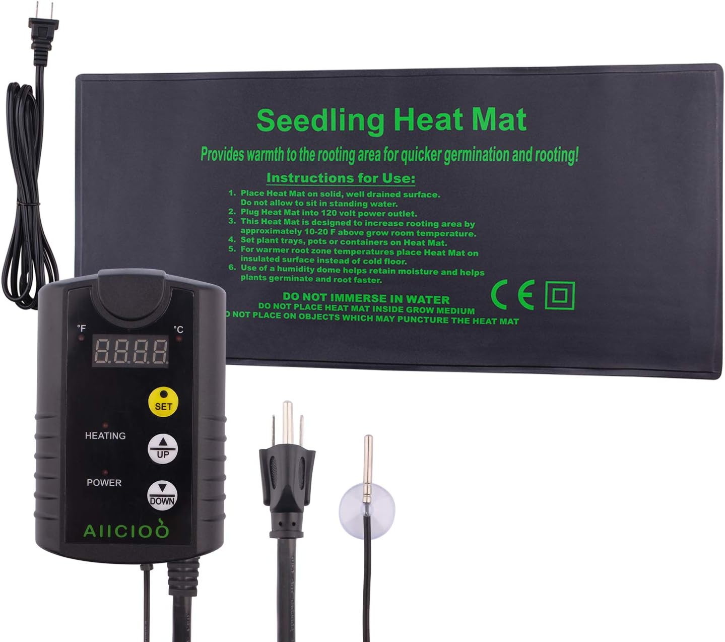 Germination Heat Mat with Temperature Control - Waterproof Germination Heating Pad Digital Thermostart for Reptiles Kombucha Plant Combo Set