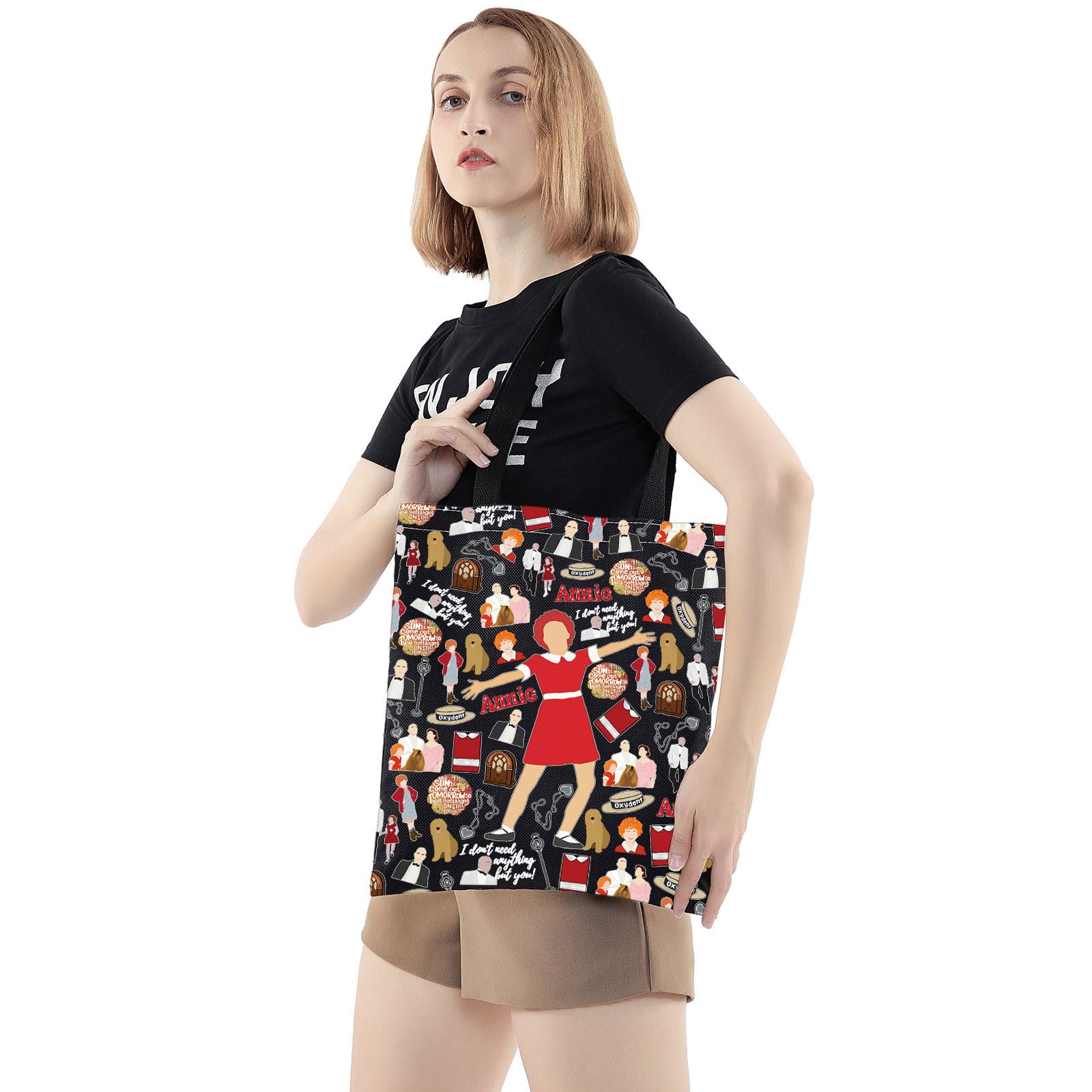 WZMPA Red Ribbon Girl Musical Toiletry Bag Oliver Warbucks Fans Gift Hope In Scarlet Zipper Bag Hard-Knock Dreams Inspired Gift - Image 4